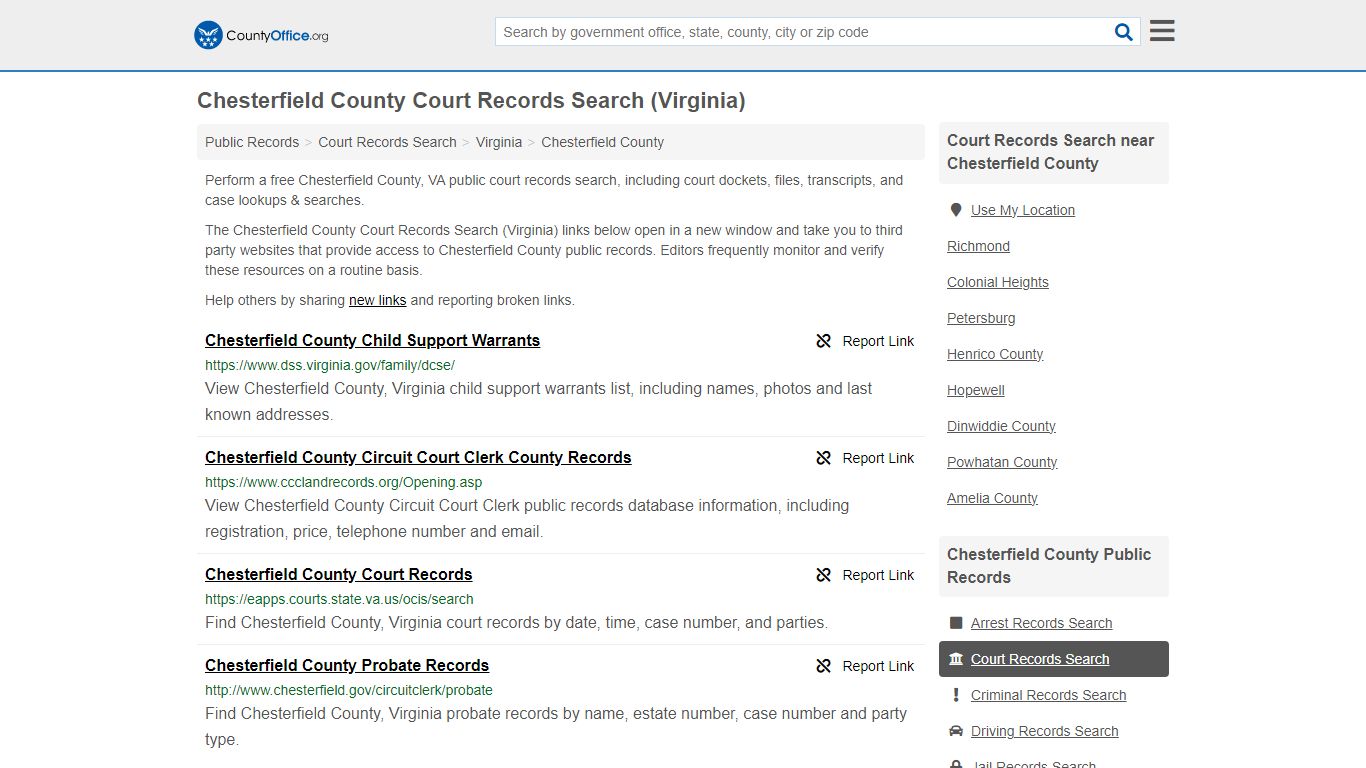 Chesterfield County Court Records Search (Virginia) - County Office